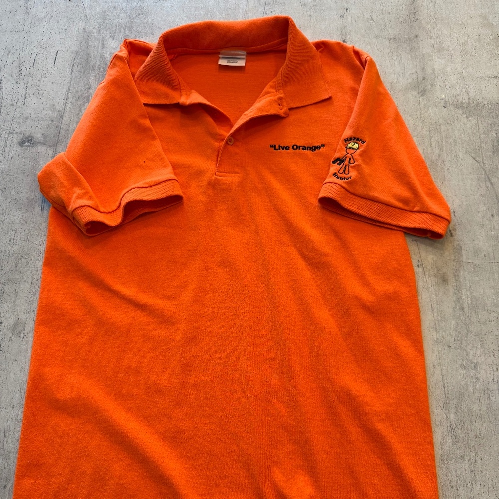 Live Orange Hazard Hunter Men's Polo - Size M